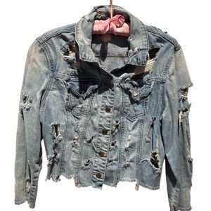 Cello Light Blue Distressed Jean Jacket